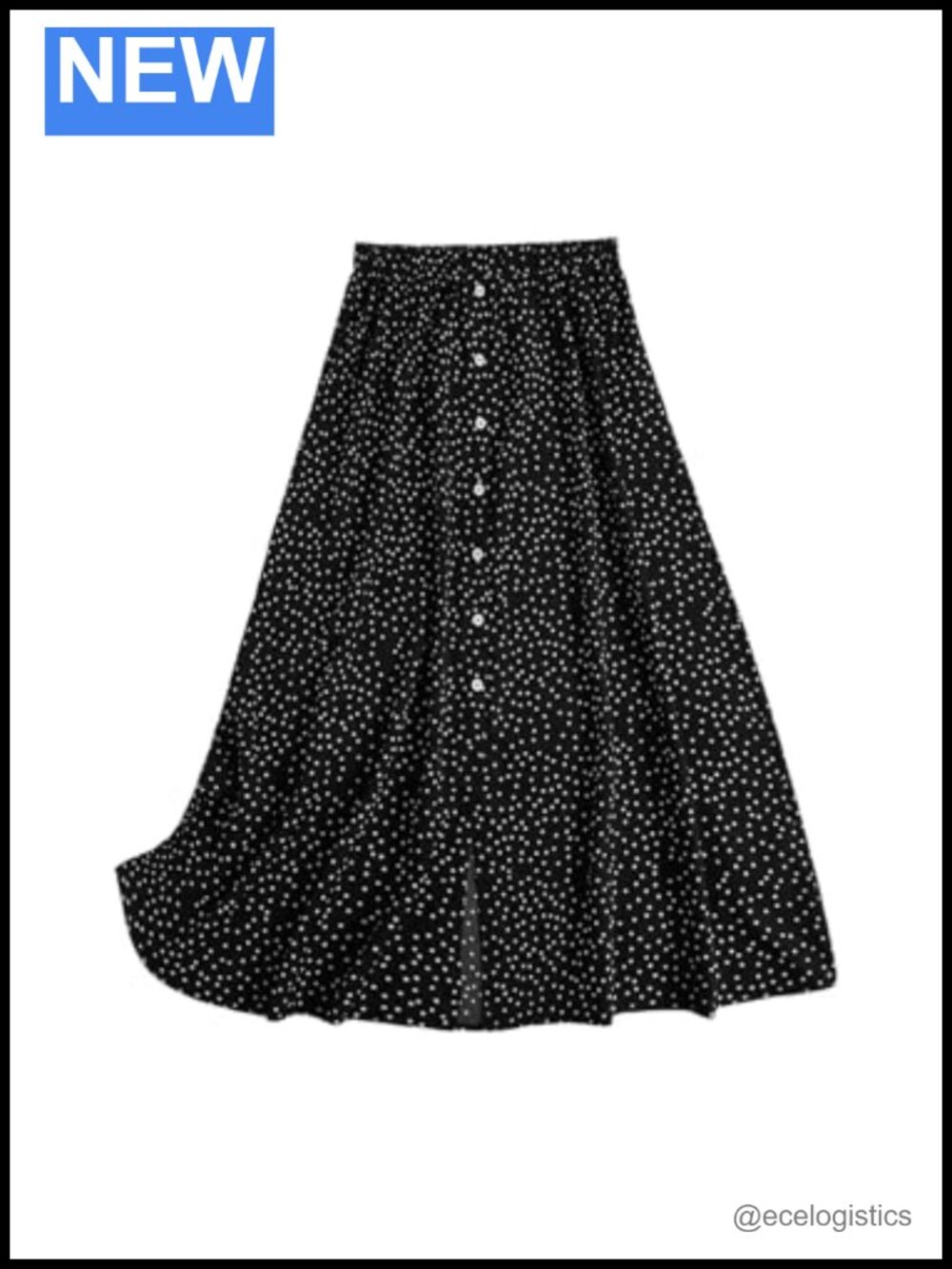 Plus Size Floral Midi Flare Skirt High Rise Elastic Waist with Pockets
